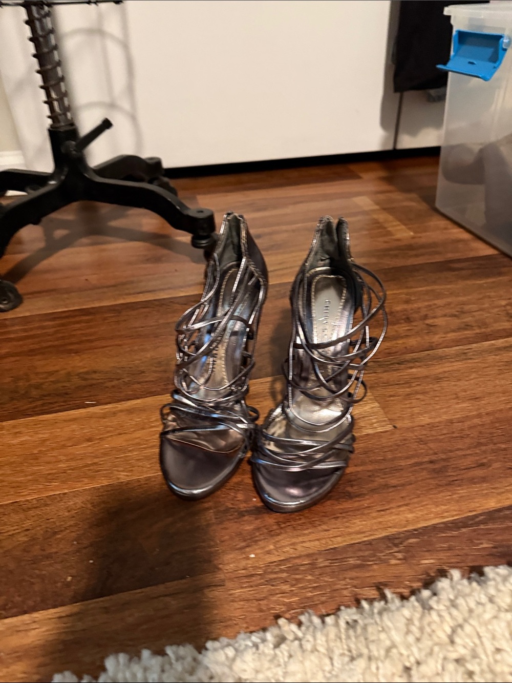 Chinese Laundry Metallic Silver Strappy Heels